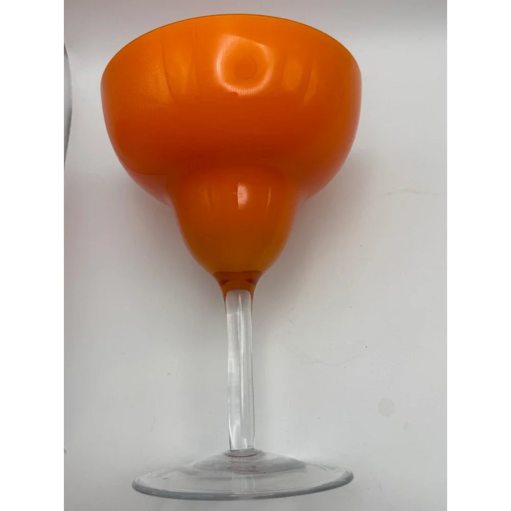 Vtg Crate & Barrel Margarita Glasses Yellow and‎ Orange Cased Glass Set of